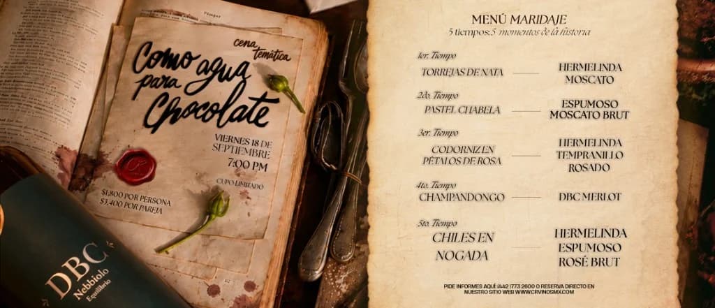 Cena temática inspirada en Como agua para chocolate